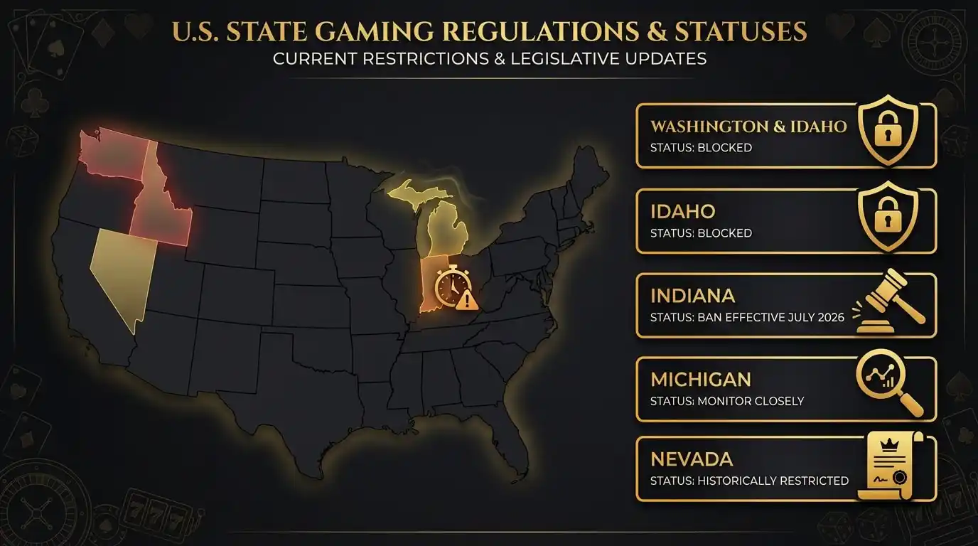 Map overview showing US state restrictions for sweepstakes casino platforms