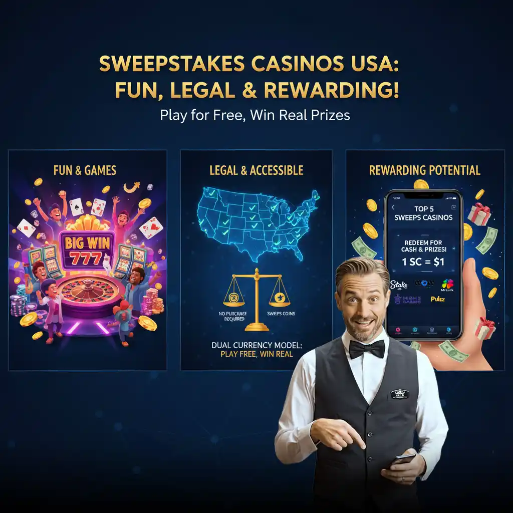 Top 5 Sweepstakes Casinos USA for Best Games in 2026| Play Slots, Table Games, and Live Casino
