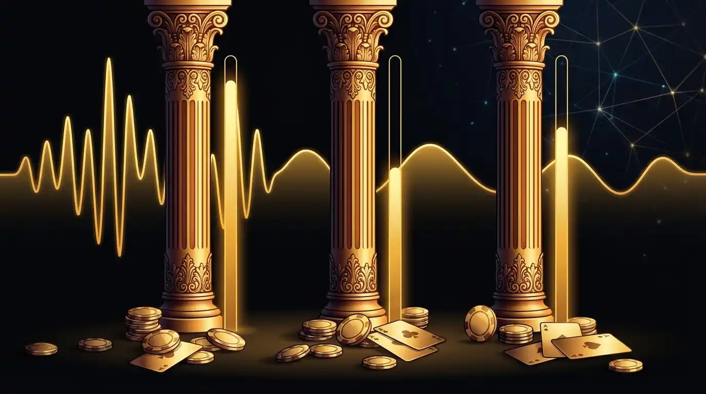 Comparison chart showing house edge and RTP across different online casino game types including slots, blackjack, and video poker