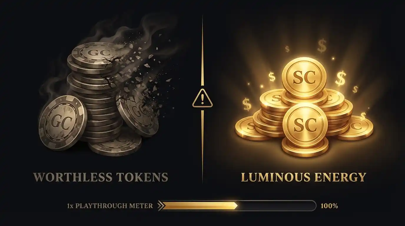 Comparison of Gold Coins and Sweeps Coins at McLuck Casino showing the dual-currency system