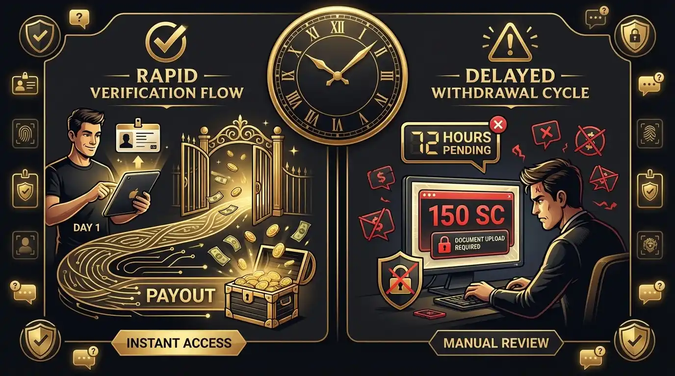 Timeline showing optimal KYC verification timing at sweepstakes casino platforms